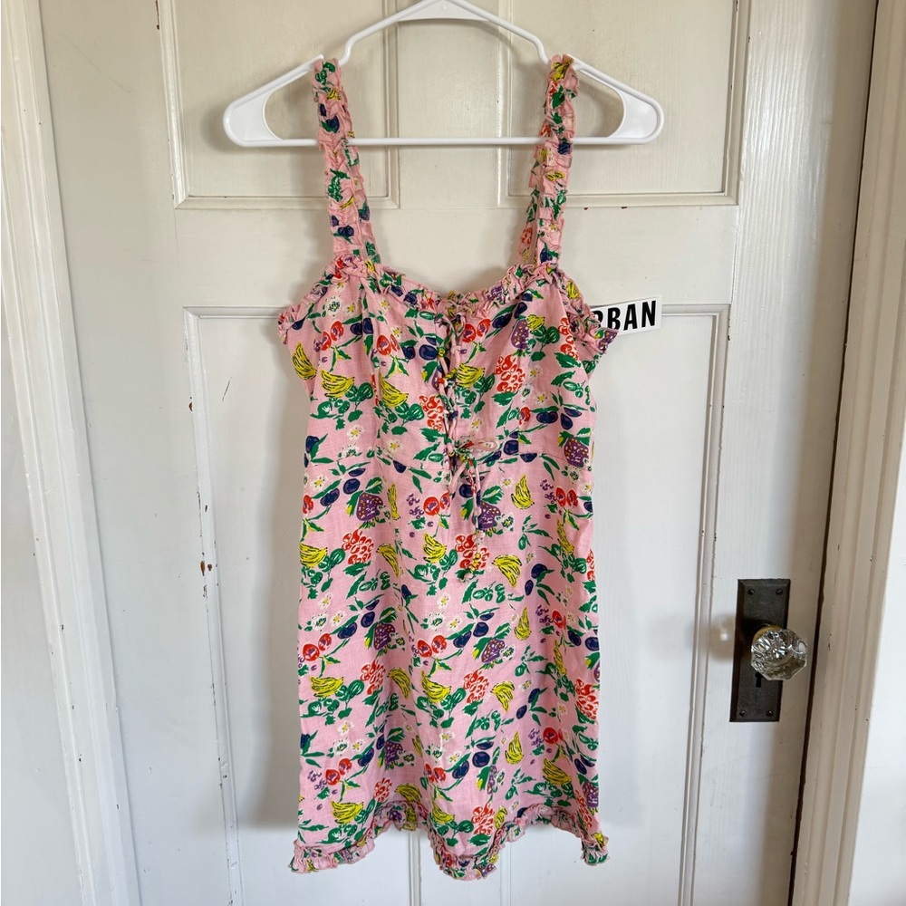 NWT Urban Outfitters fruity‎ print pink mini dress size medium